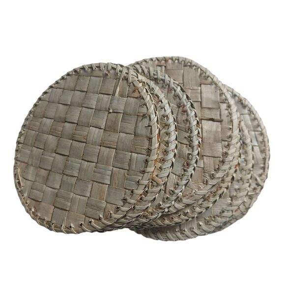 Handwoven Fabric Batik & Bamboo Coasters Set of 12 Vibrant Patterns Unique - Picture 1 of 10